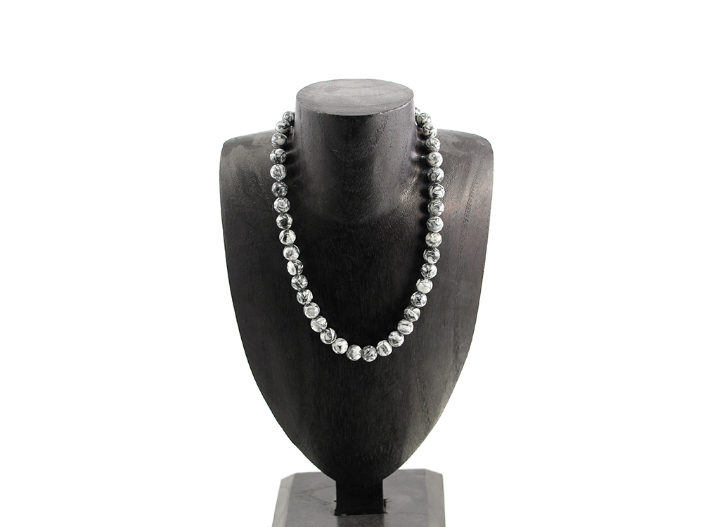 Pinolite Round Bead 8 mm/19 inch Necklace - 1 pc