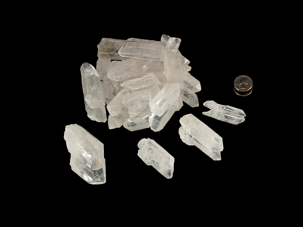 Medium Quartz Crystals, A-B Grade, 1.5-3 In - 1 lb Medium Quartz Crystals, A-B Grade, 1.5-3 In - 1 lb