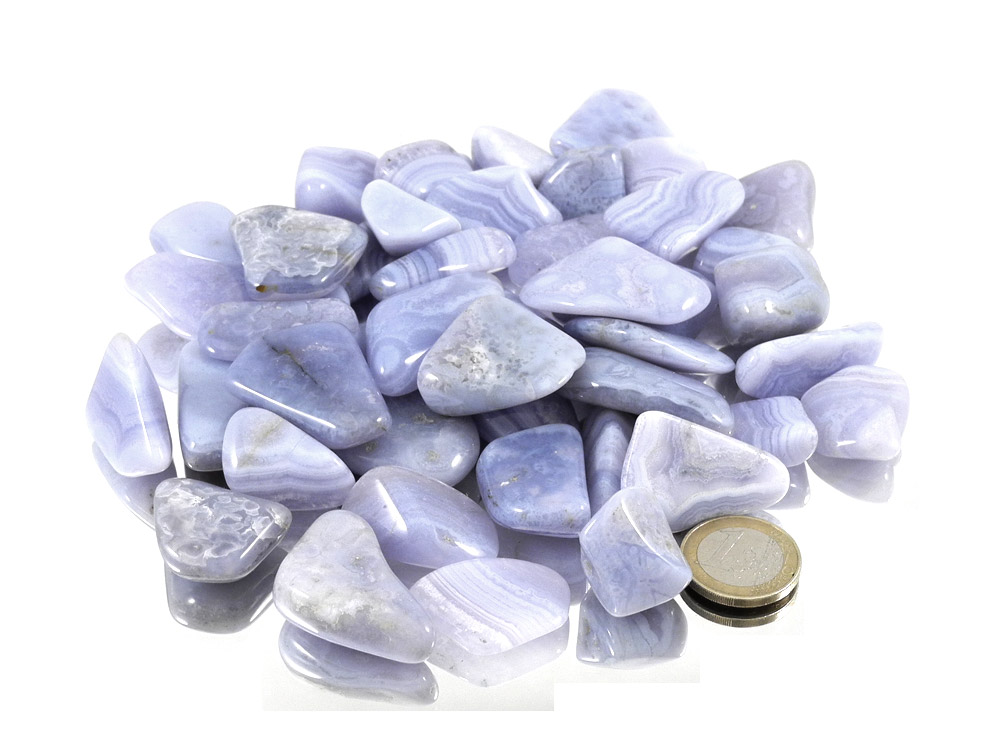 Blue Lace Agate Tumbled Stones - 1 lb
