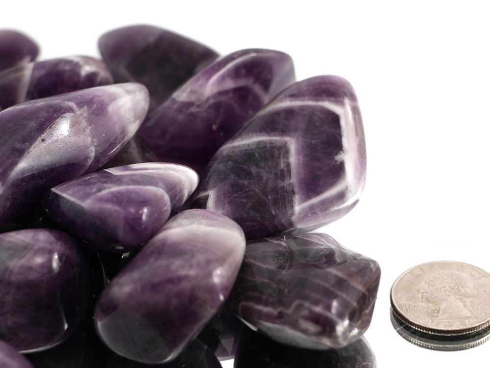 Amethyst Chevron Tumbled Stones - 1 lb Amethyst Chevron Tumbled Stones - 1 lb