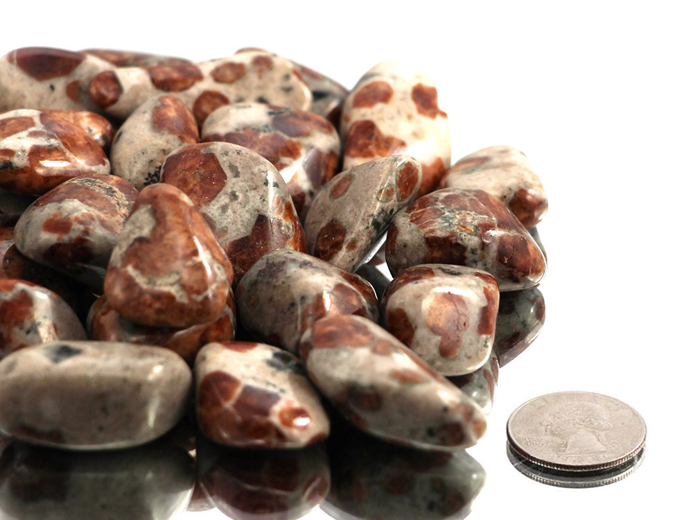 Garnet in Wollastonite tumbled stones - 1lb Garnet in Wollastonite tumbled stones - 1lb