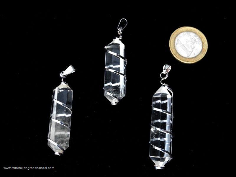 Rock Crystal Pendant Double Terminated with Coil