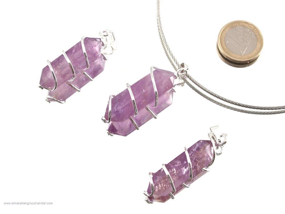 Amethyst Pendant Double Terminated with Coil