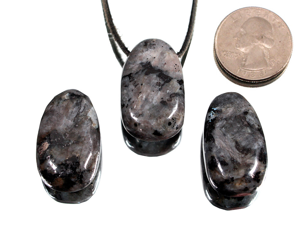 Larvikite Drop Bead Pendants - 1 pc