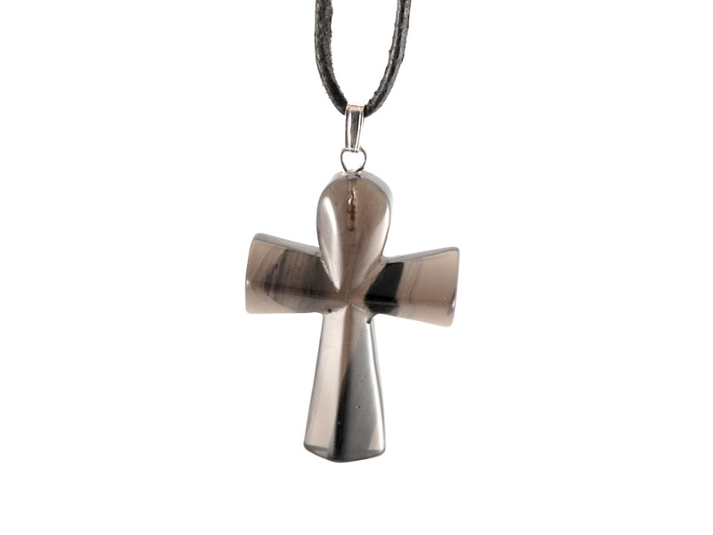 Midnight Lace Obsidian Pendant 'Ankh'