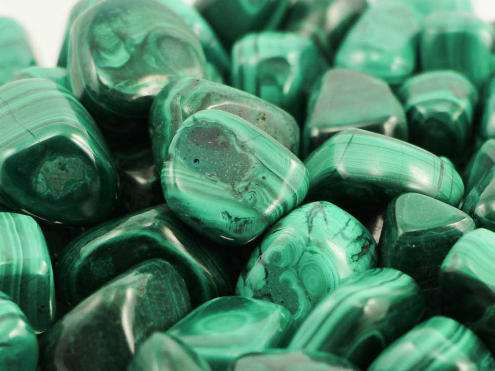 Malachite Tumbled Stones - 1 lb Malachite Tumbled Stones - 1 lb