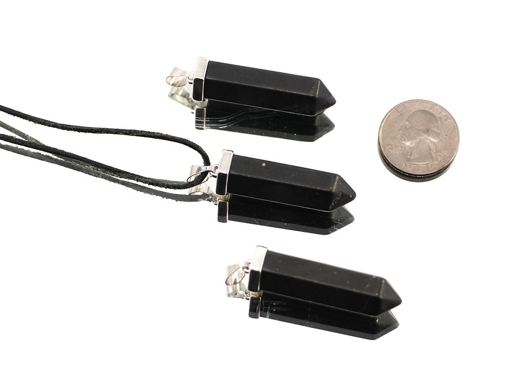 Shungite Point Pendant w/ Silver Bail - 1 pc