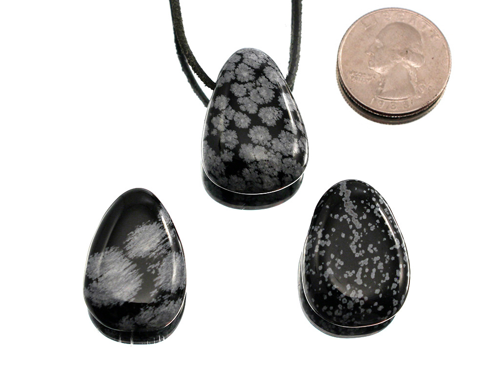 Snowflake Obsidian Drop Bead Pendant