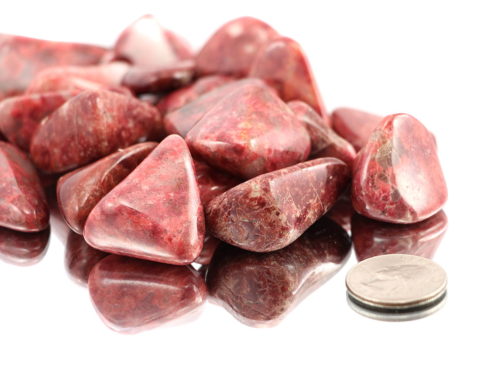 Thulite Tumbled Stones - 1 lb Thulite Tumbled Stones - 1 lb