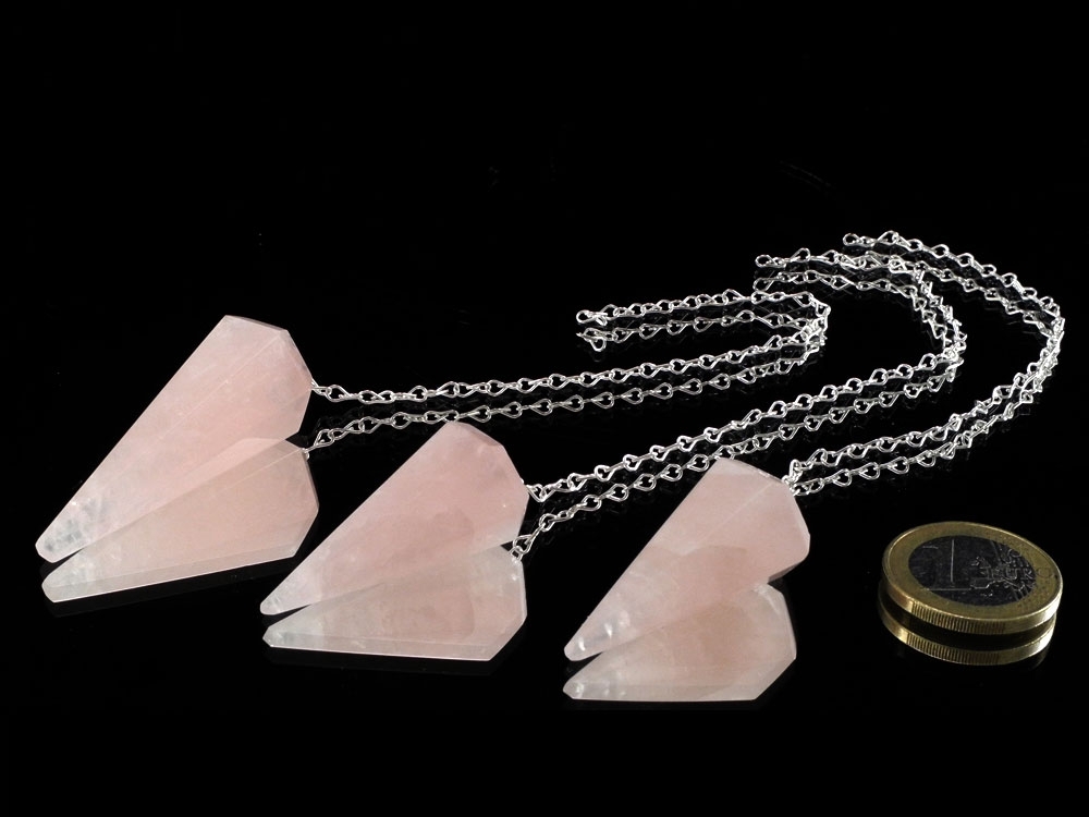 Rose Quartz Pendulum with Silver Chain