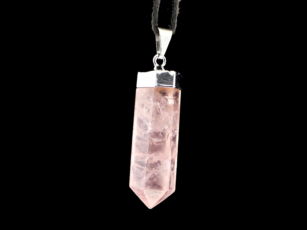Rose Quartz Pendant with Silver Cap & Bail Rose Quartz Pendant with Silver Cap & Bail