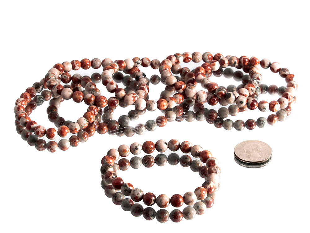 Garnet in Wollastonite Bracelet 8 mm - 1 pc