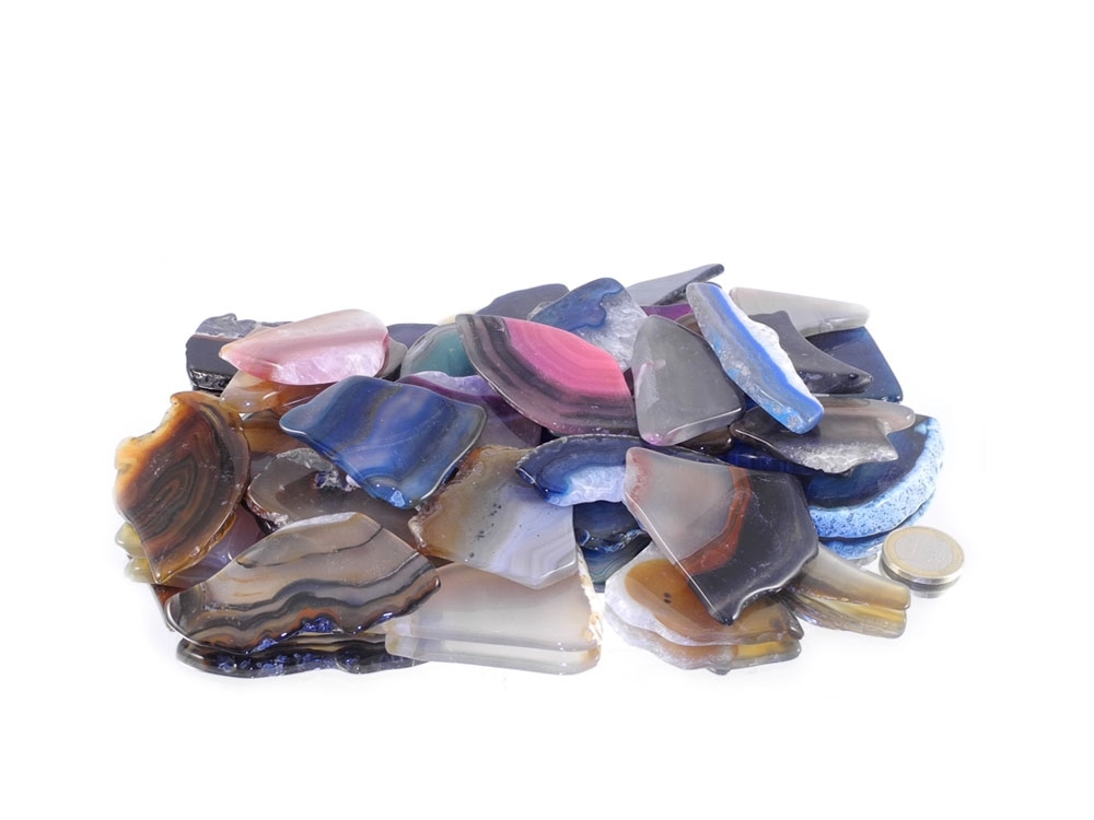 Agate Slice Fragments, Tumbled - 1 lb