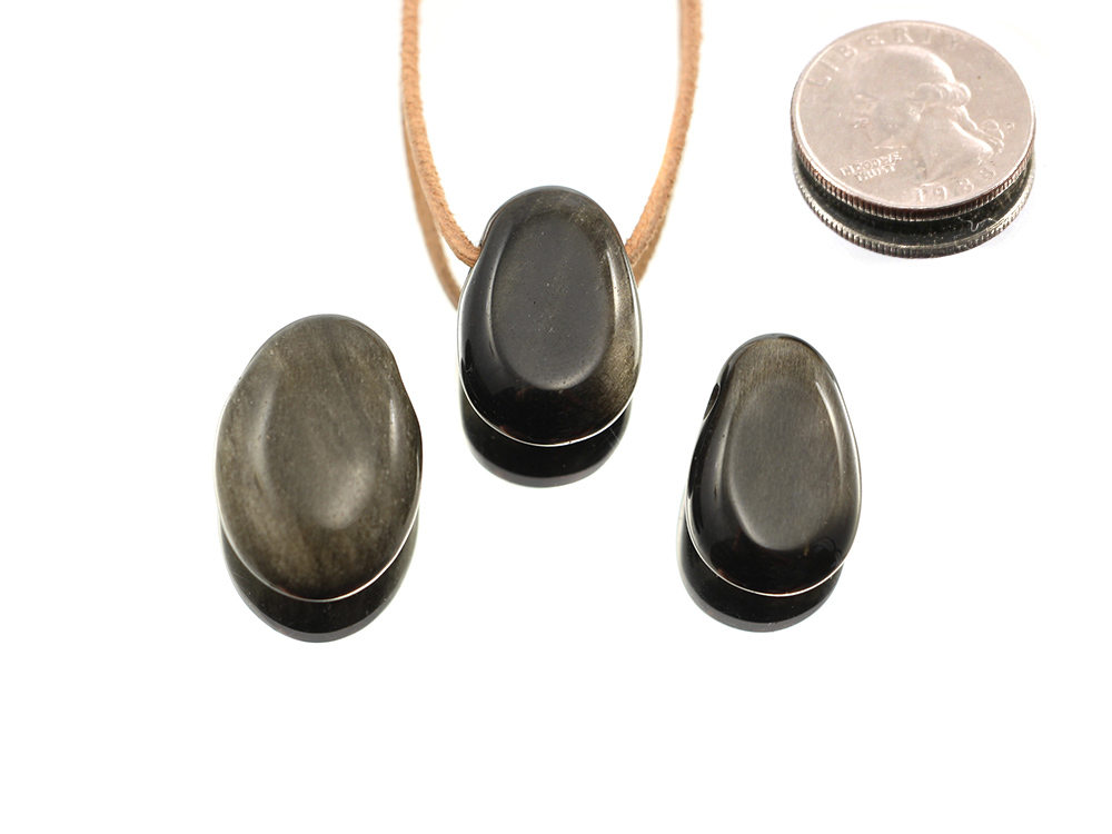 Gold Sheen Obsidian Drop Bead Pendant Gold Sheen Obsidian Drop Bead Pendant