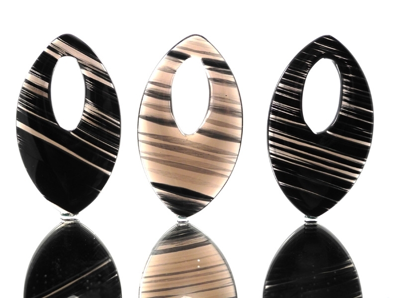 Midnight Lace Obsidian Pendant 'Marquise'