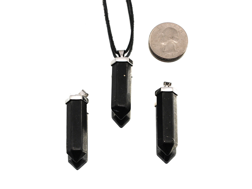 Shungite Point Pendant w/ Silver Bail - 1 pc Shungite Point Pendant w/ Silver Bail - 1 pc