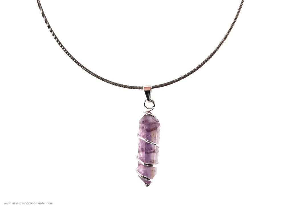 Amethyst Pendant Double Terminated with Coil Amethyst Pendant Double Terminated with Coil