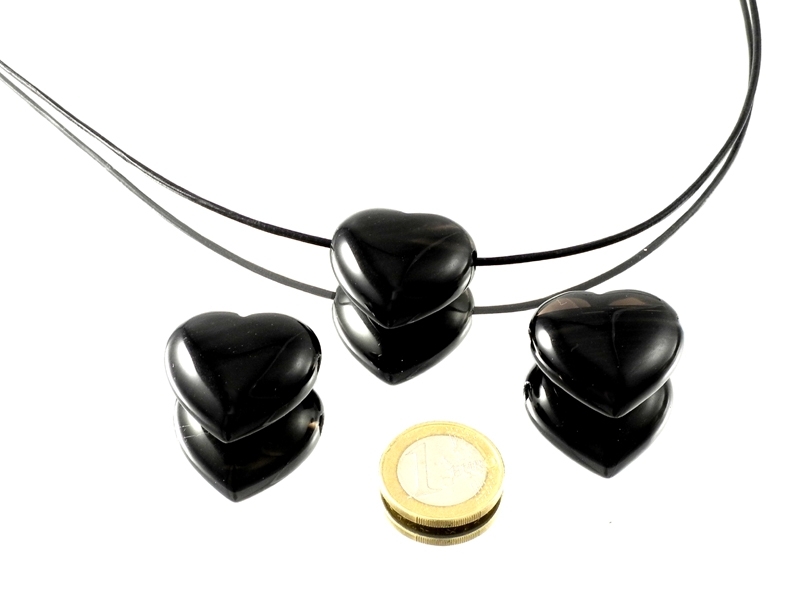 Midnight Lace Obsidian Drilled Heart Pendant