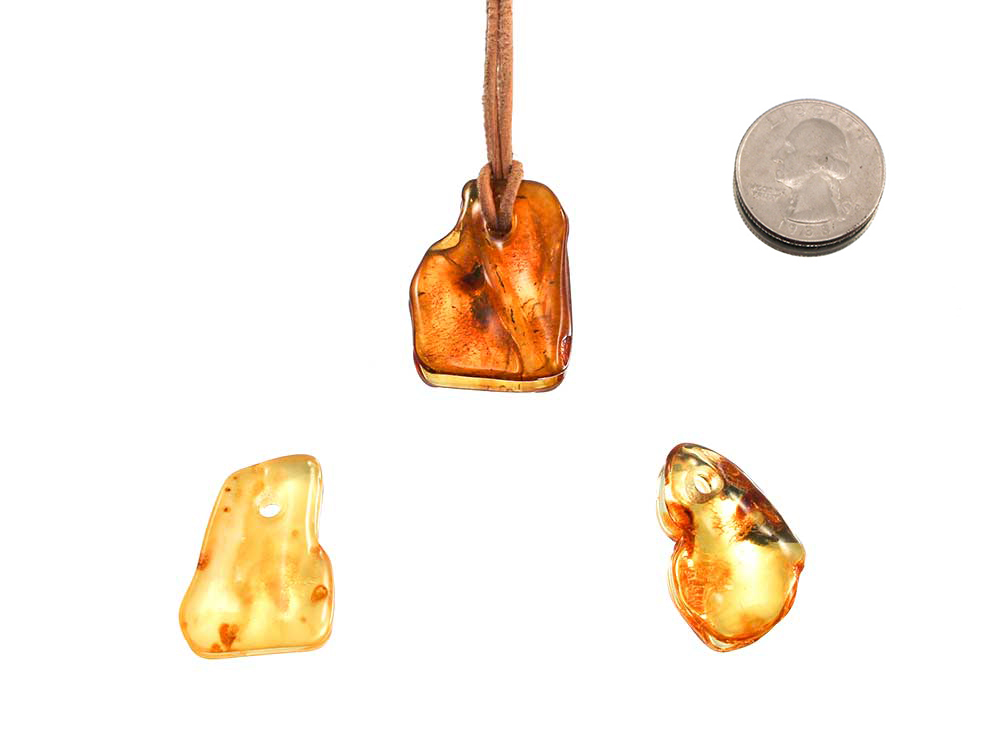 Tumbled Amber Pendants - 1 pc