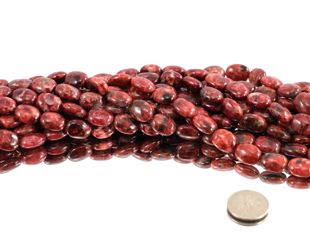Thulite Bead Strand Oval - 1 pc Thulite Bead Strand Oval - 1 pc