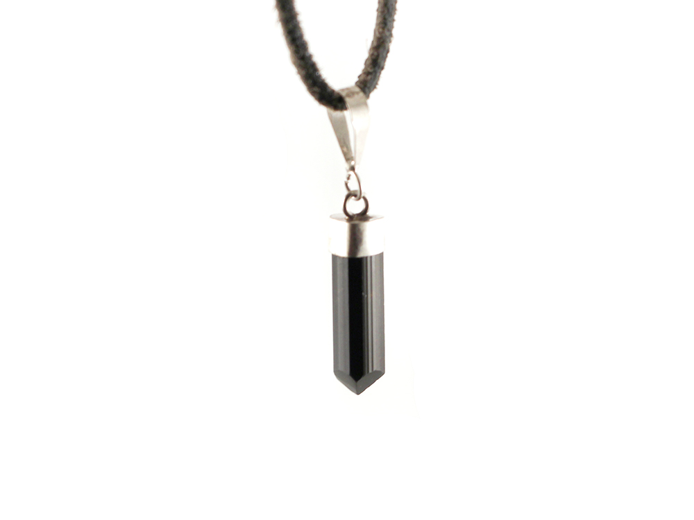 Black Tourmaline Pendant, Sterling Silver Bail Black Tourmaline Pendant, Sterling Silver Bail