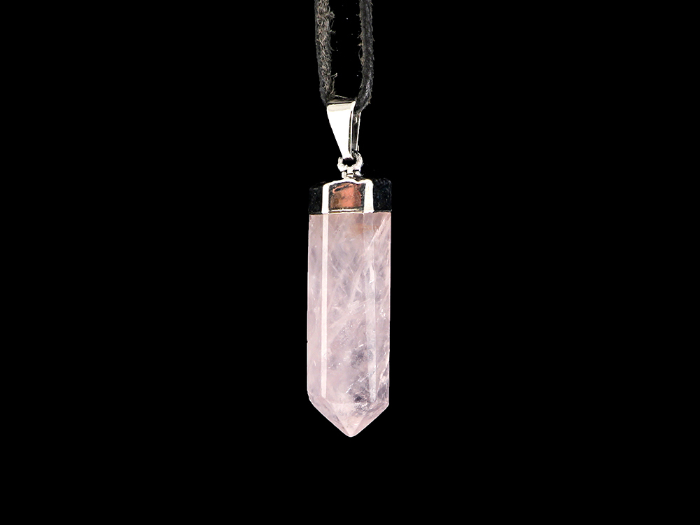 Rose Quartz Pendant with Silver Cap & Bail Rose Quartz Pendant with Silver Cap & Bail