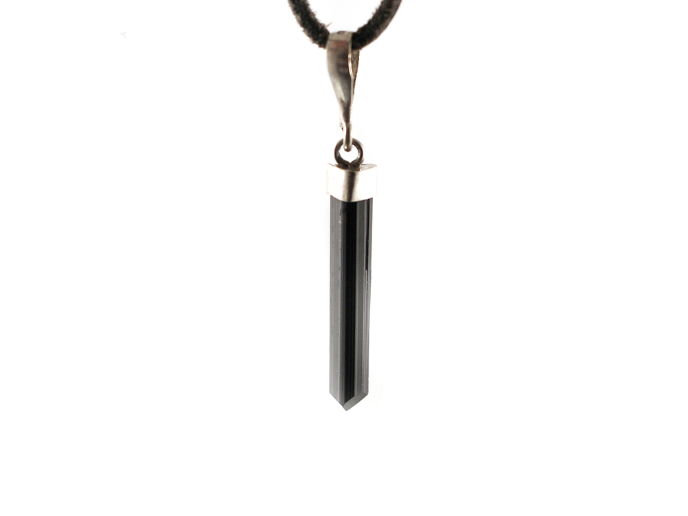 Black Tourmaline Pendant, Sterling Silver Bail Black Tourmaline Pendant, Sterling Silver Bail