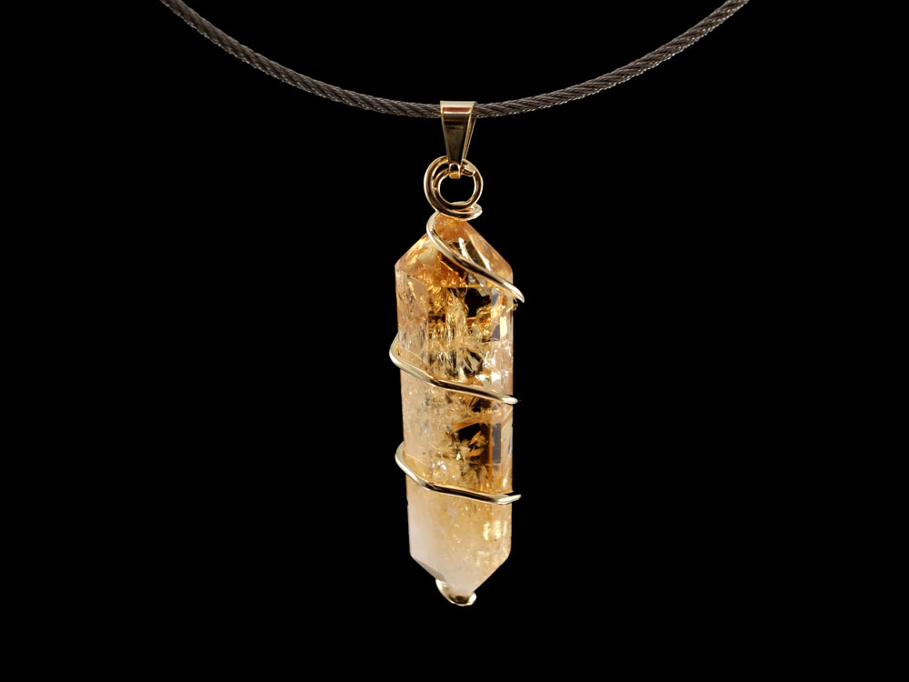 Citrine Pendant Double Terminated with Coil - 1 pc Citrine Pendant Double Terminated with Coil - 1 pc