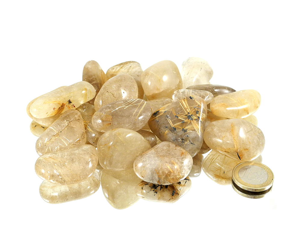 Rutilated Quartz Tumbled Stones - 1 lb
