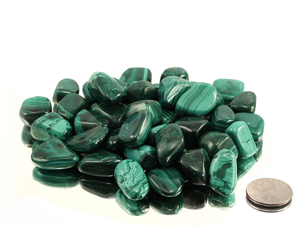 Malachite Tumbled Stones - 1 lb